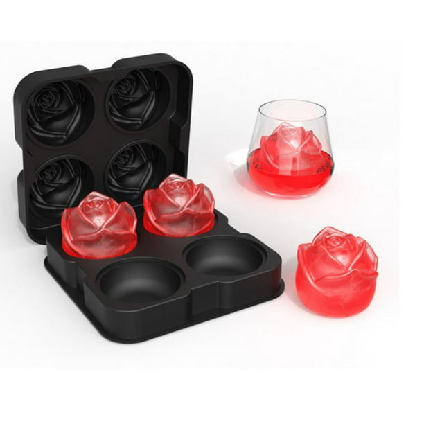 Homemade Whiskey /& Cocktails Ice Cube Tray Maker Makes Rose Shaped Easy to Release Ice Cubes For Chilled Drinks